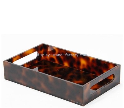 Custom leopard print acrylic serving tray with handles STD-446