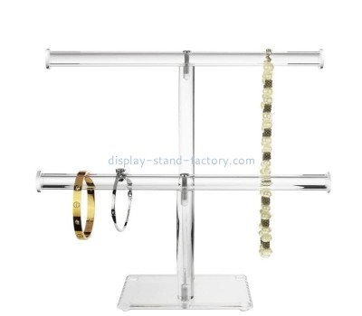 Custom acrylic 2 tier T-bar jewelry bracelet necklace display stand NJD-292