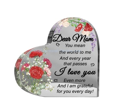 Custom acrylic heart mothers dads plaque gift NLC-130