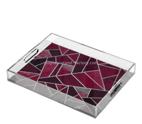 Çin lucite üreticisi kulplu ve UV baskı STD-419 ile özel akrilik osmanlı servis tepsisi