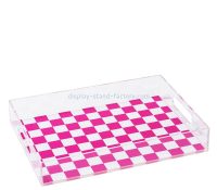 손잡이가 있는 맞춤형 투명 아크릴 조식 서빙 트레이 STD-441