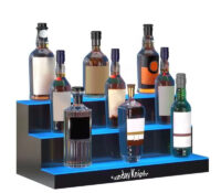 Wholesale custom acrylic 3-tier LED liquor display shelf