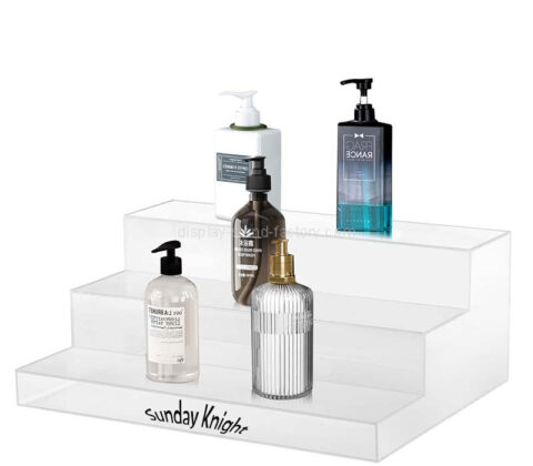 Custom acrylic 3 tiers retail toiletries display risers
