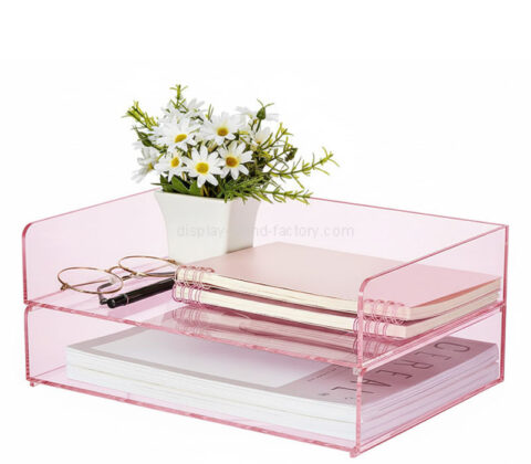 Custom acrylic 2 tiers desk file organizers