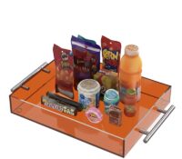 은색 손잡이가 달린 맞춤형 아크릴 서빙 트레이