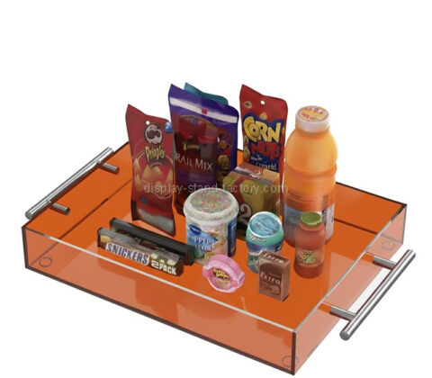 은색 손잡이가 달린 맞춤형 아크릴 서빙 트레이