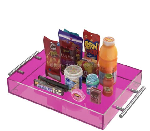 은색 손잡이가 달린 맞춤형 아크릴 호텔 서빙 트레이