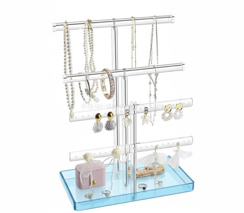 맞춤형 아크릴 4단 T바 보석 진열대 (트레이 홀더 포함)