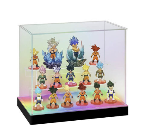 Custom acrylic 3 tiers figure LED showcase