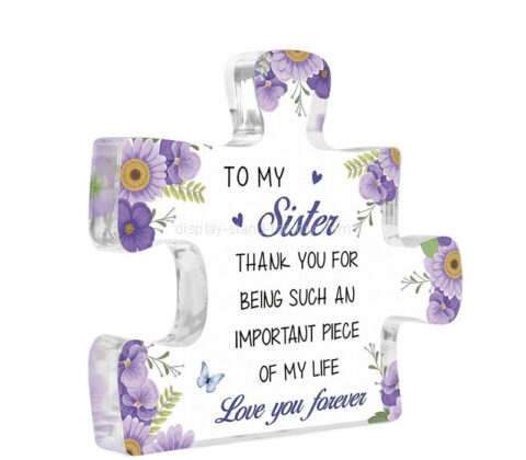 Custom acrylic puzzle shaped block sister gift