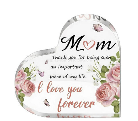 Custom acrylic heart shaped keepsake block gift