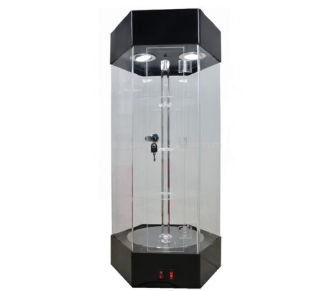 Custom acrylic hexagon LED display cabinet