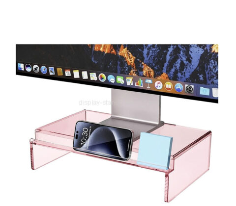Custom acrylic monitor stand riser with slot