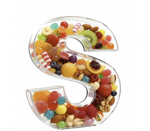 علبة حلوى مصنوعة من الأكريليك على شكل أبجدية مخصصة للحفلات