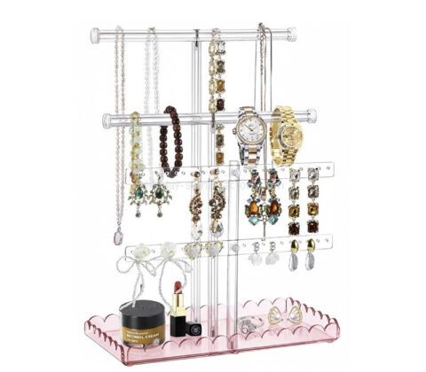 스캘럽 트레이가 있는 맞춤형 아크릴 주얼리 스탠드