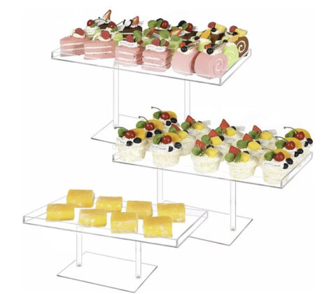 صينية حاملة حلوى متعددة المواصفات مصنوعة من الأكريليك حسب الطلب