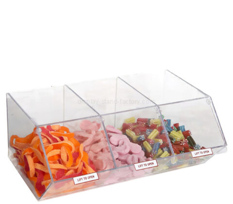 صندوق موزع الوجبات الخفيفة المكون من 3 أقسام من الأكريليك المخصص