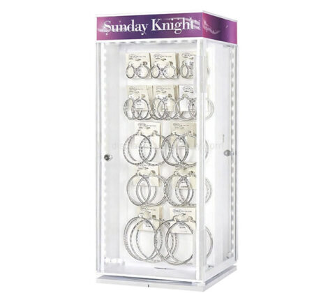 Custom acrylic rotating ring bracelet LED display case