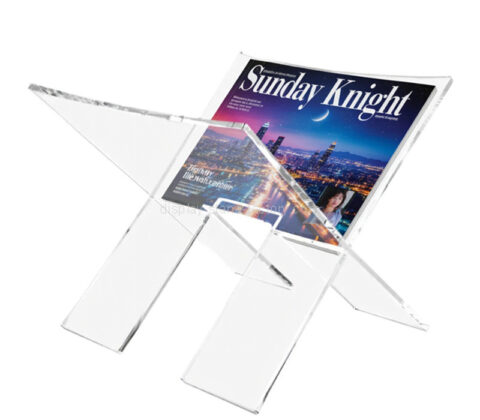 Custom acrylic X shape magazine book holder rack