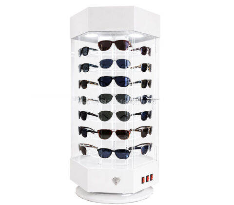 Custom acrylic sunglasses LED spin display cabinet