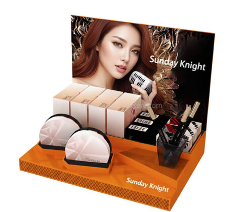 Custom acrylic countertop skincare makeup display stand