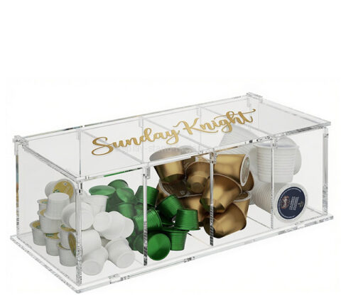 Custom acrylic 4 sections coffee capsule box