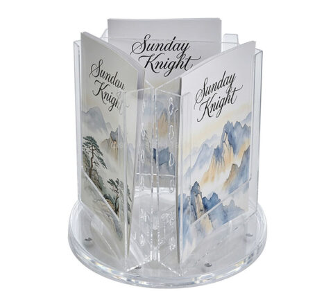 Custom acrylic turnable 3 sided pamphlets holders