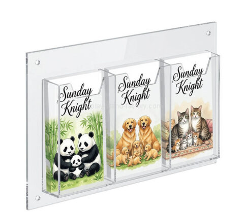 Custom acrylic wall 3 pockets catalogue holders