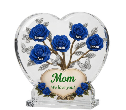 Custom heart shaped acrylic photo gift block with base