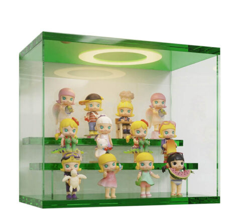 Custom acrylic 3 tiers figures LED display case