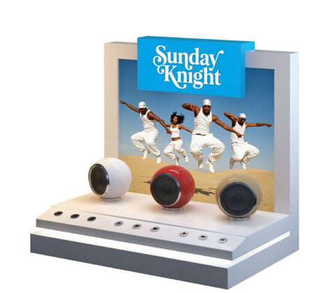 Custom acrylic retail cute sound box display stand