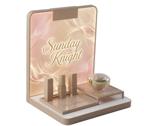 Custom acrylic lipgloss skincare LED display stand