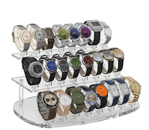 Custom acrylic retail 3 tiers watches display rack