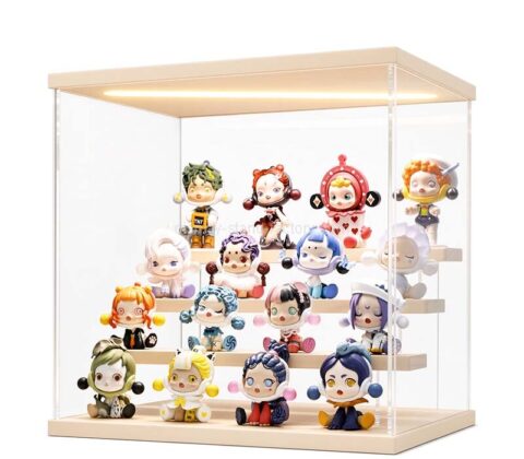 Custom acrylic 4 tiers figures collectibles LED showcase