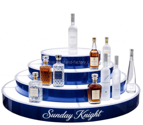 Custom acrylic lighted liquor bottle round display stand base