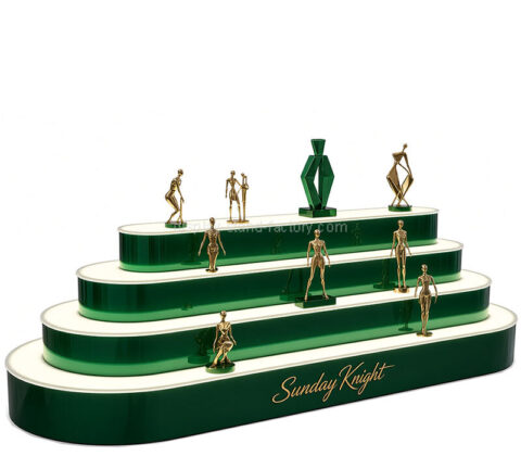 Custom acrylic 4 tiers oval figures LED display stand base