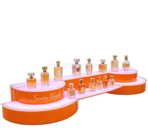 Custom acrylic 2 tiers half round LED perfume display stand base