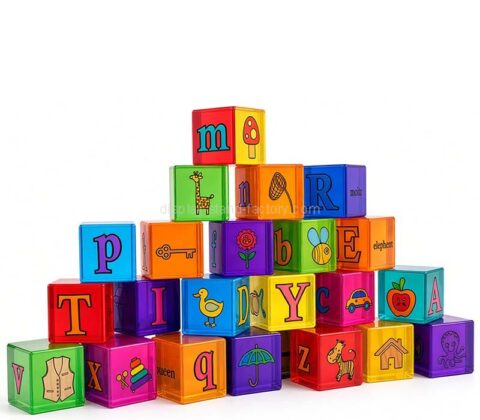 Custom acrylic letter picture learning set blocks