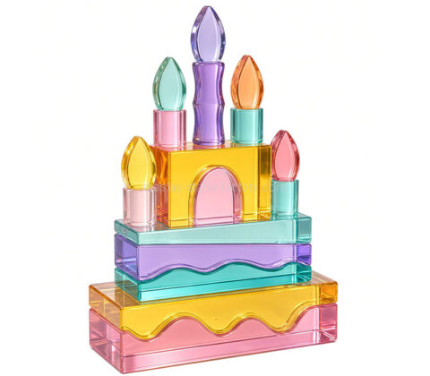 Custom acrylic birthday cake stacker toy blocks