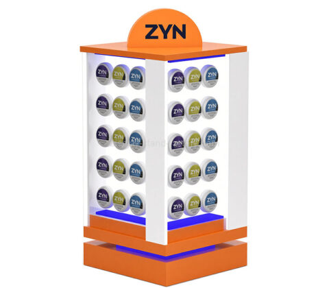 オーダーメイドのアクリル製ZYNニコチンポーチ用LEDディスプレイキャビネット