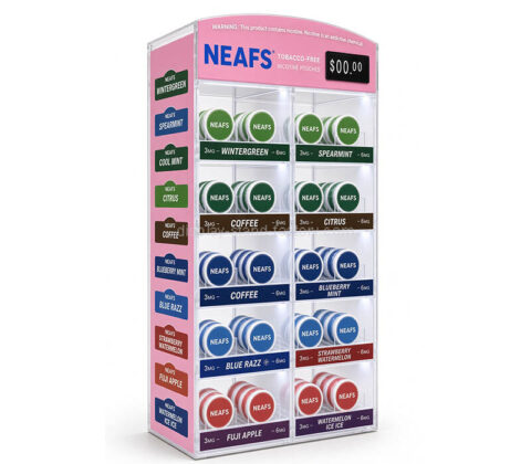 맞춤형 아크릴 NEAFS 니코틴 파우치 조명 진열장