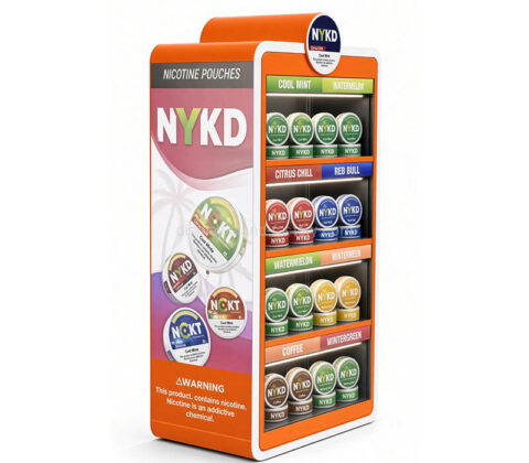 맞춤형 아크릴 NYKD 니코틴 파우치 LED 진열장